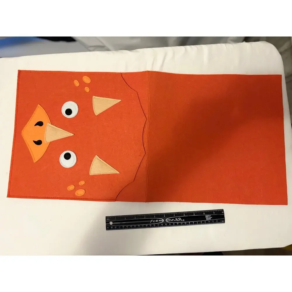 Orange Felt Triceratops Dinosaur Bedside Caddy Hanging Storage Organizer Pocket